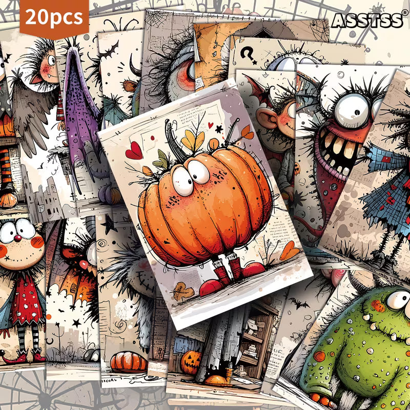 TM Halloween Craft Supplies - Whimsy Cute Characters Postcard Journal Cards 20pk