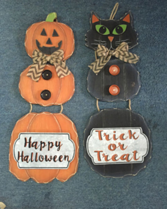 youngs Halloween Decor - Halloween or Trick Treat Door Wall Hanging (Orange Pumpkin)