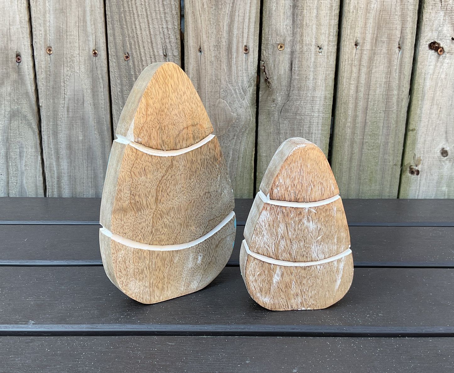 AGD Halloween Decor - Blue Pastel Chunky Wood Candy Corn Sitters 2pc Set