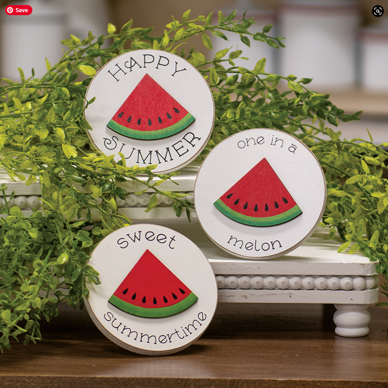 CWI Spring Decor - Small Watermelon Theme Easel Signs 3pc Set