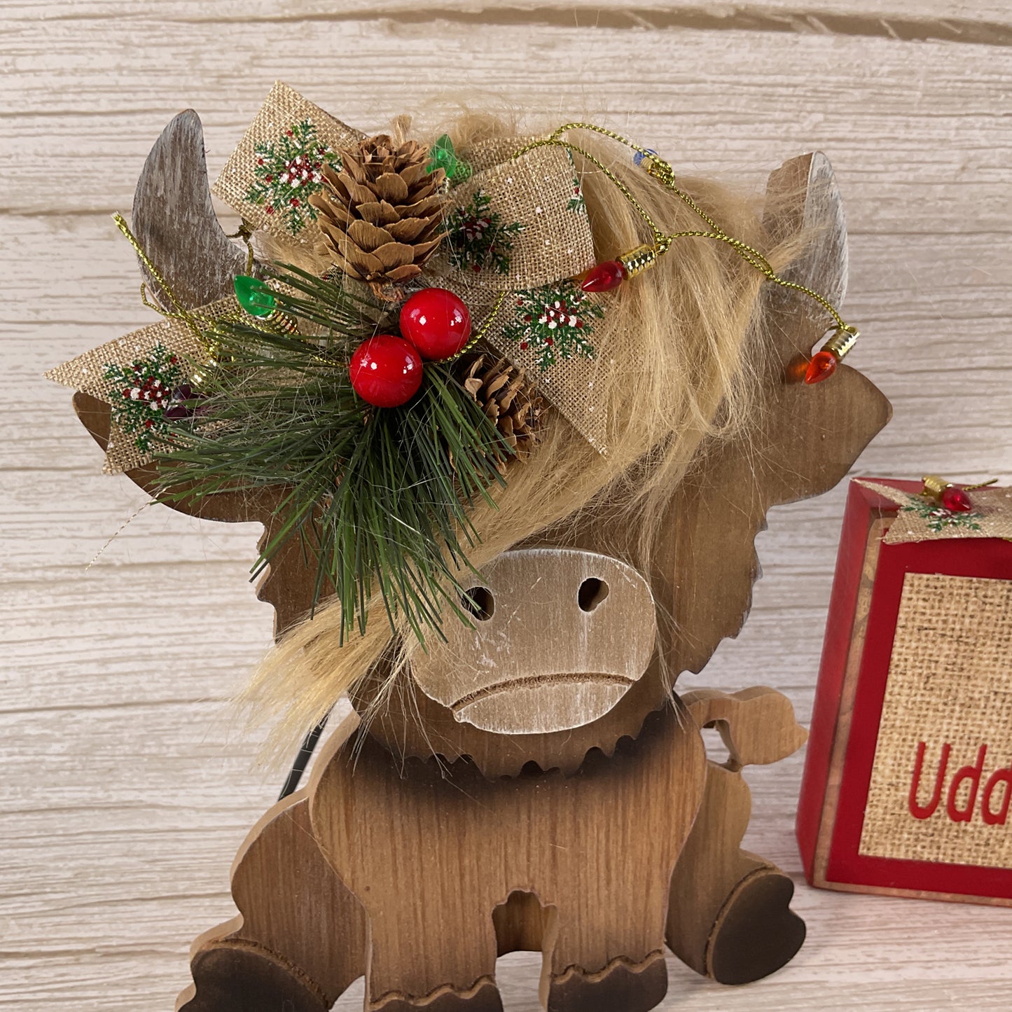 AGSD Christmas Decor - Most Udder-ful Time of the Year Highland Cow 2pc