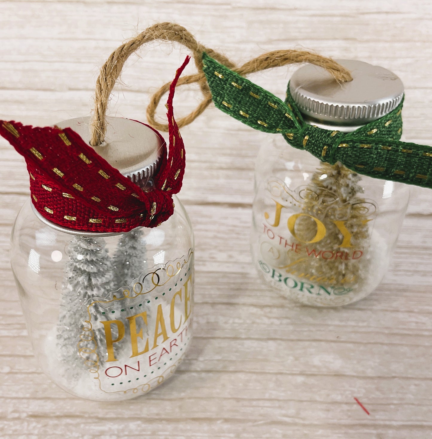 AGSD Christmas Decor – Small Snow Filled Mason Jar Ornaments 2pc