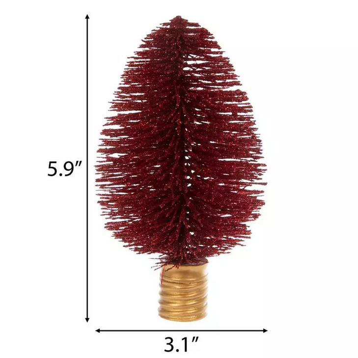 HL Christmas Decor - Light Bulb Sisal Bottlebrush Tree Small Red