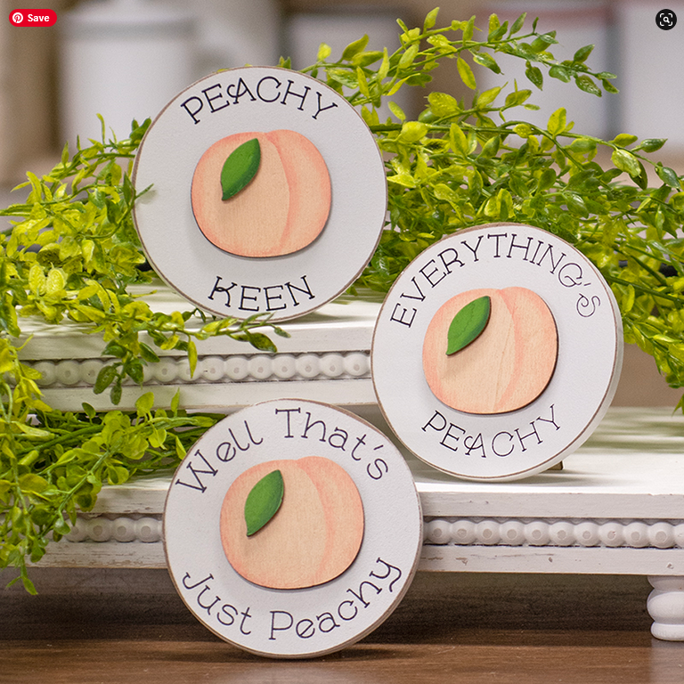 CWI Spring Decor - Small Peach Theme Easel Signs 3pc Set