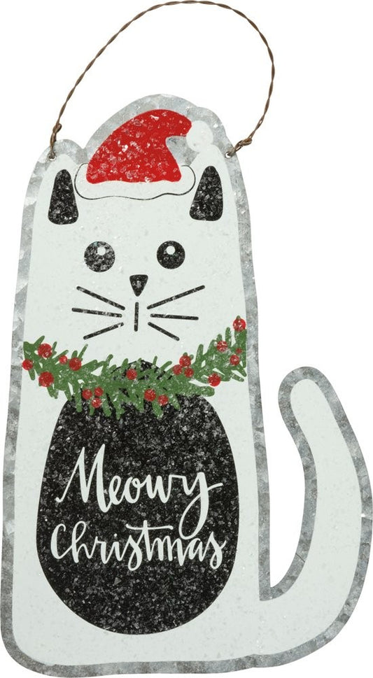 PBK Christmas Decor - Meowry Cat Kitty Tin Ornament