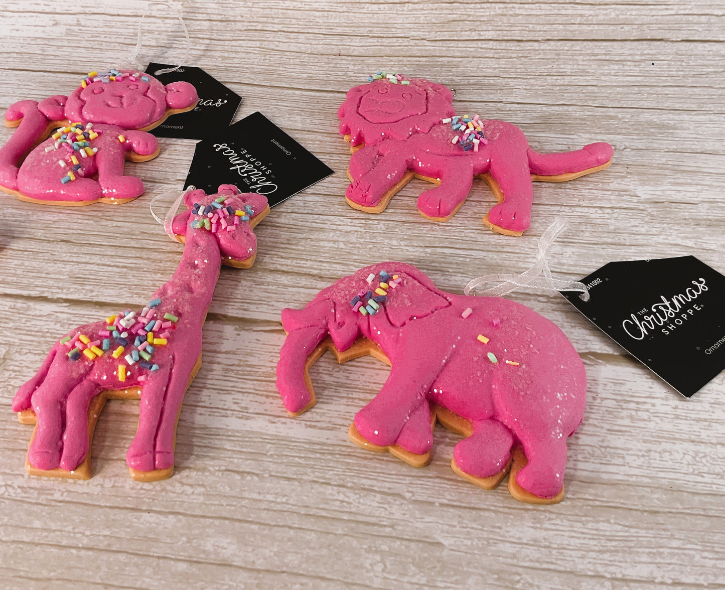 HL Christmas Decor - Pink Circus Animal Gingerbread Cookies 5pc Set
