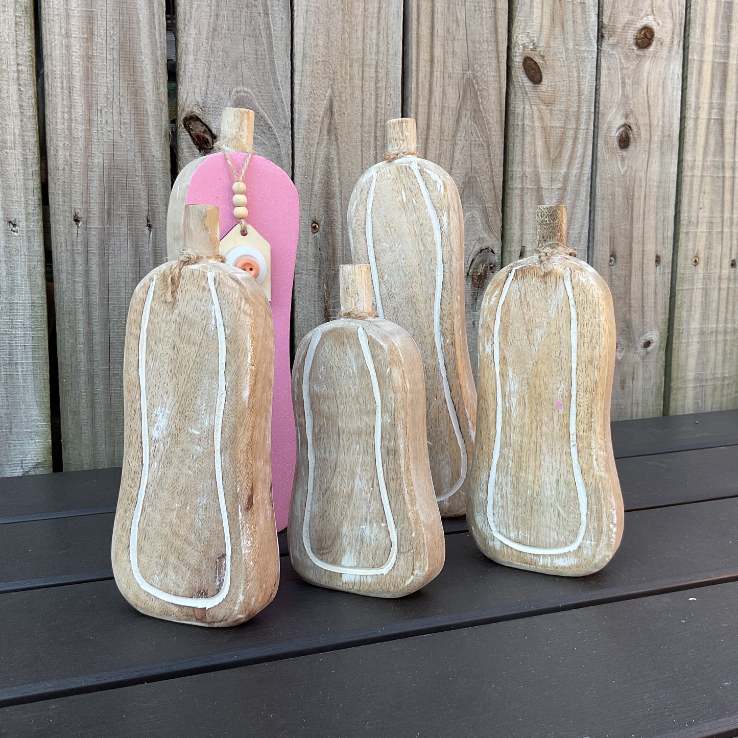 AGD Halloween Decor - Glam Pastel Skinny Chunky Wood Pumpkin Sitters 5pc Set