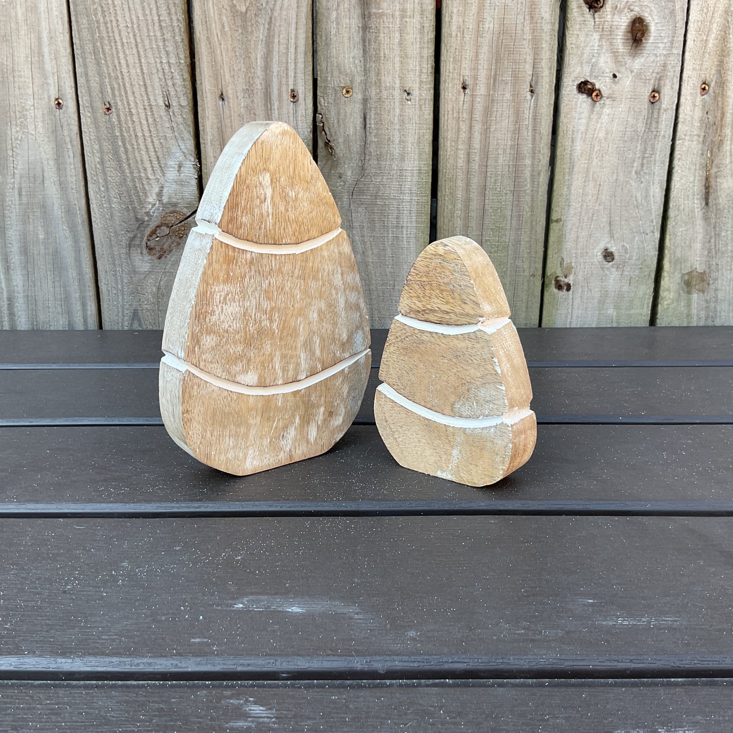 AGD Spring Decor - Pastel Blue Teal Chunky Wood Candy Corn Sitters 2pc Set