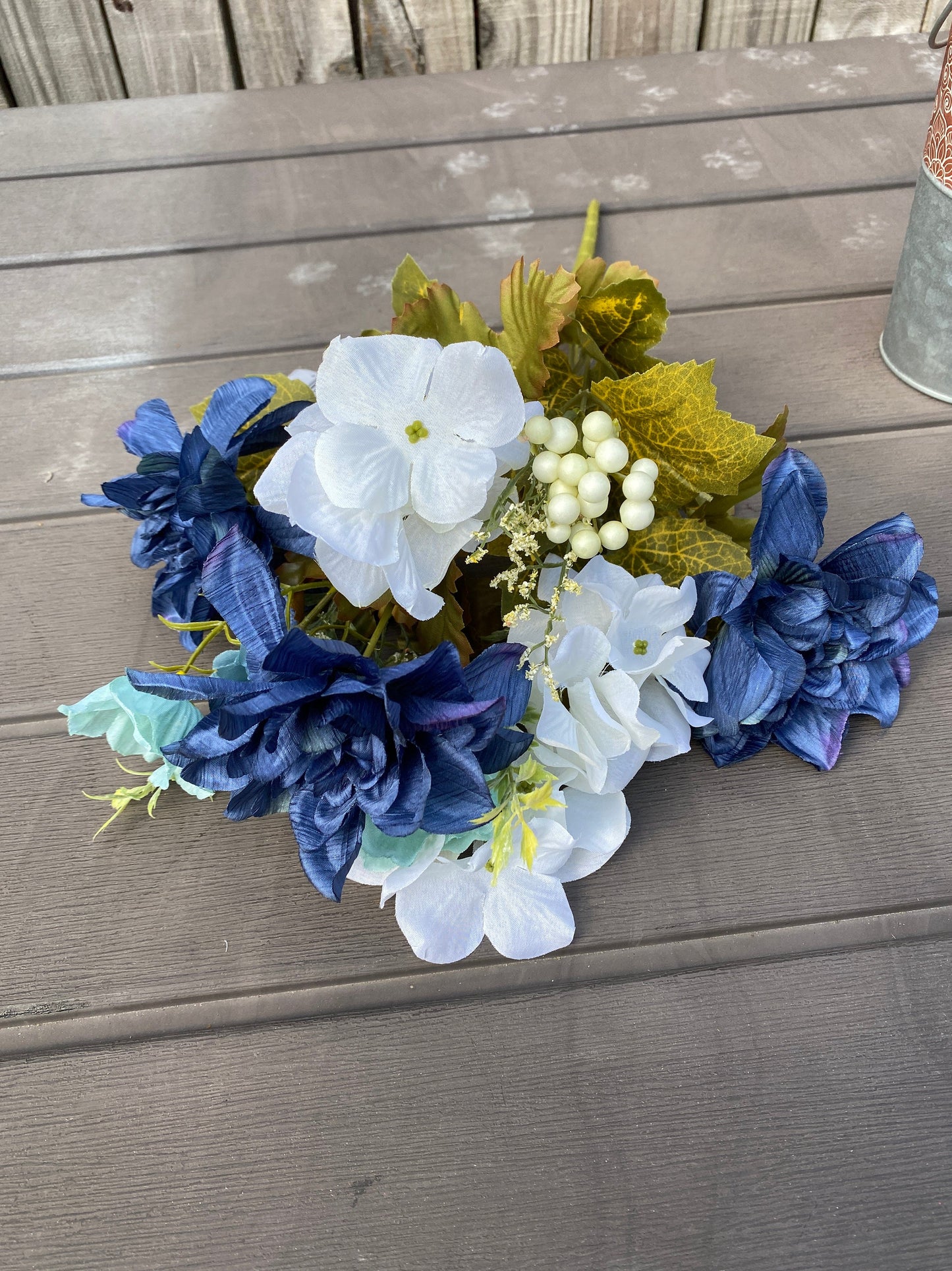 Darice Floral Supply - Blue Creme Dahlia Hydrangea Bush 18inch Tall