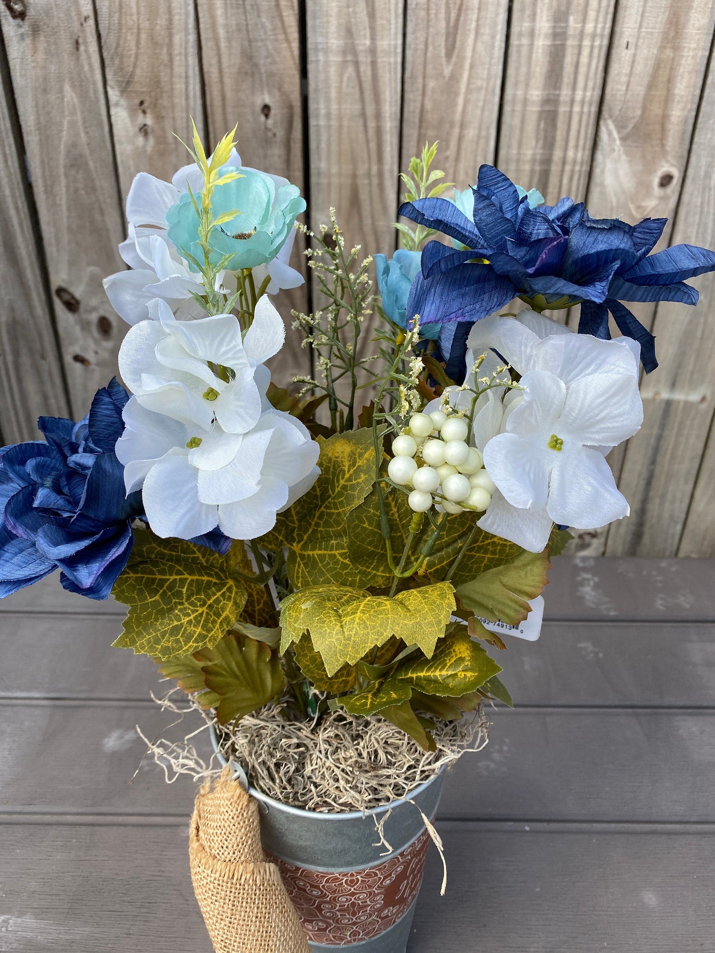 Darice Floral Supply - Blue Creme Dahlia Hydrangea Bush 18inch Tall