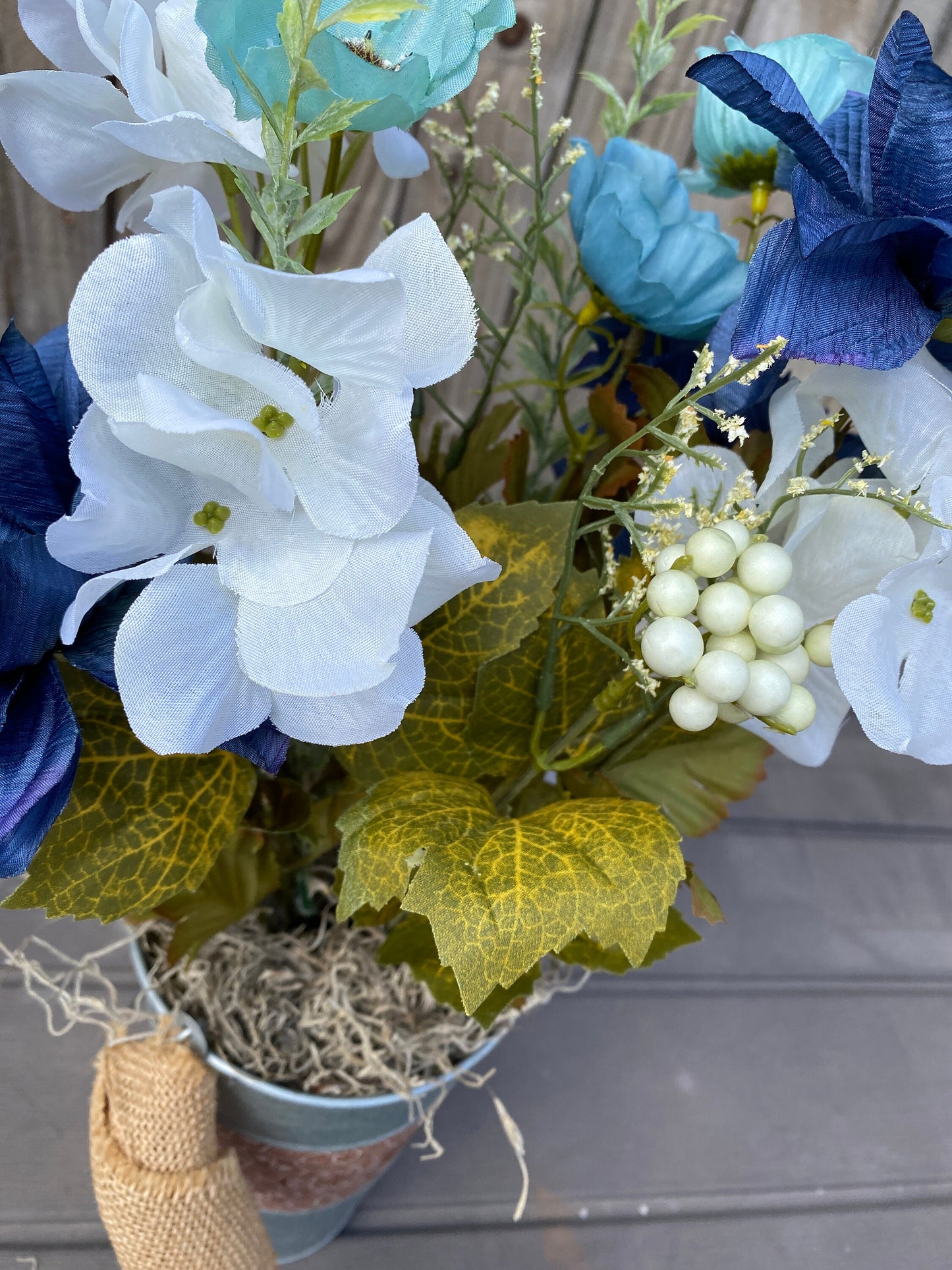Darice Floral Supply - Blue Creme Dahlia Hydrangea Bush 18inch Tall