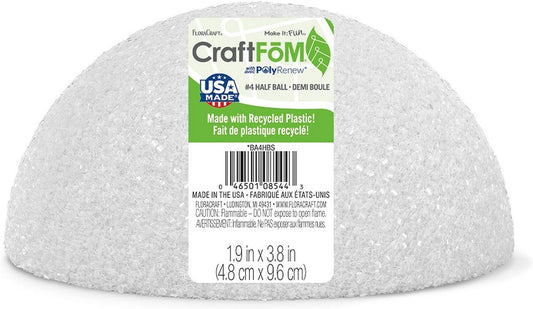 FloralCraft CraftFom Floral Supply - #4 White Half Ball Sphere 1.9 x 3.8-inch