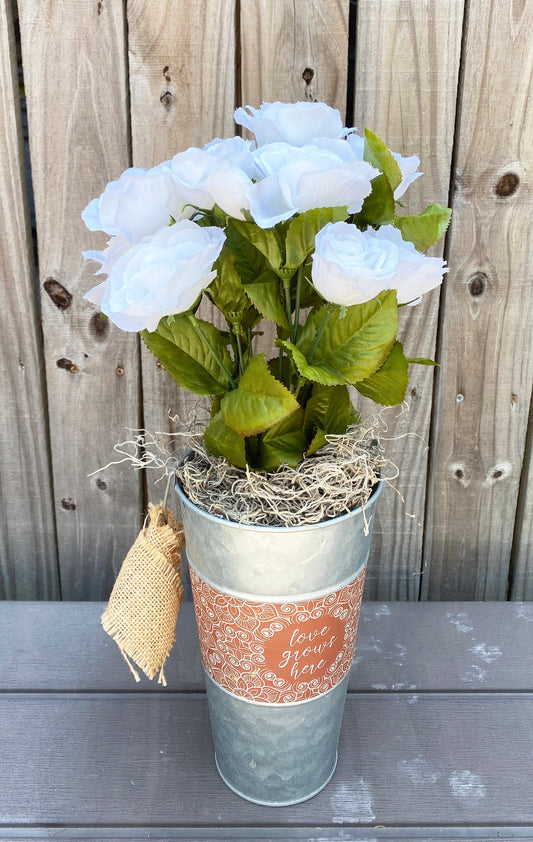 Darice Floral Supply - Cream Off White Small Rose Bush 15inch Tall