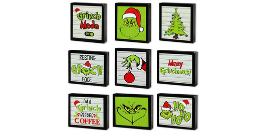 Christmas Decor - Green Monster Whimsy Tier Tray Small Blocks 9ct