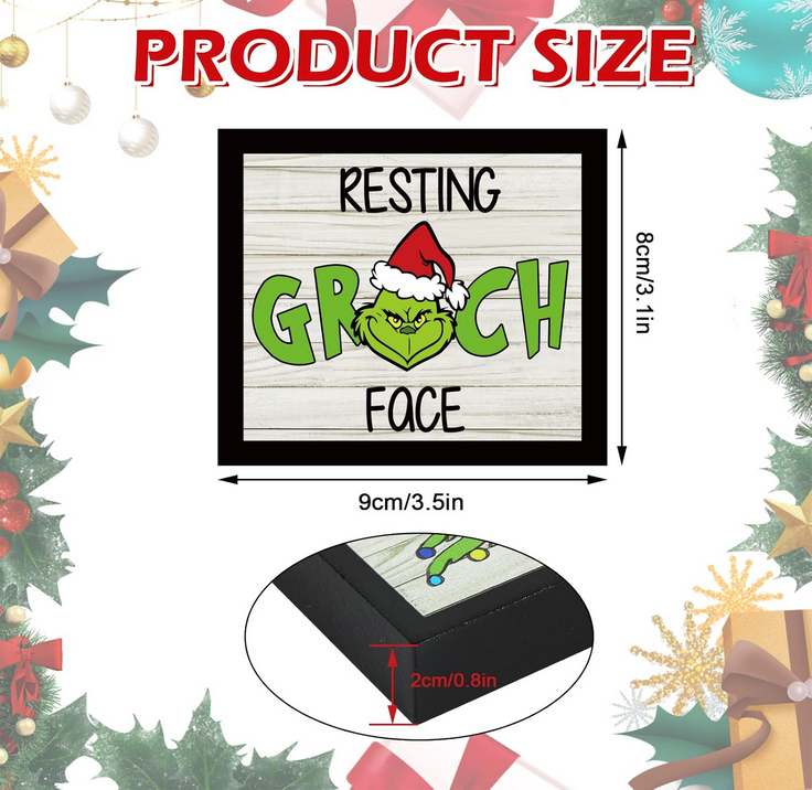 Christmas Decor - Green Monster Whimsy Tier Tray Small Blocks 9ct